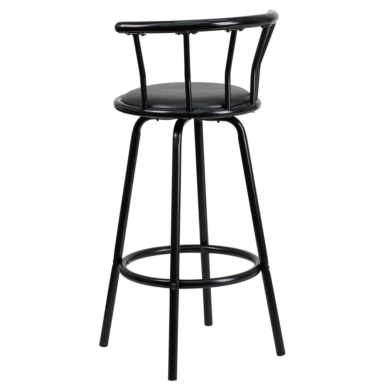 Flash Furniture Crown Back Black Metal Barstool with Black Vinyl Swivel Seat