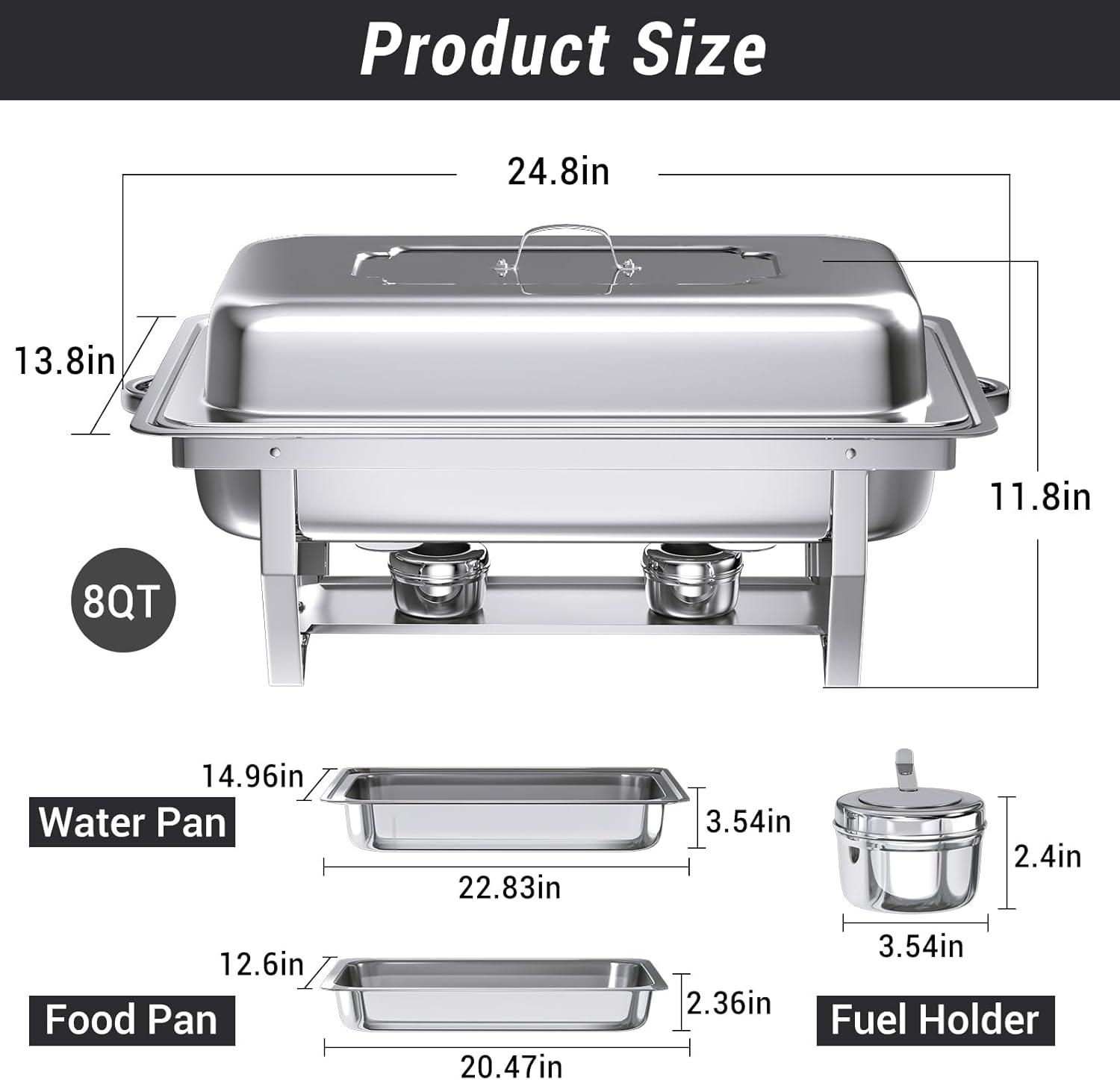The Party Aisle™ Chafing Dishes For Buffet 4 Pack, 8 Qt Stainless Steel Chafers And Buffet Warmers Sets With Lid, Rectangle Serving Food Warmer Catering Supplies Buffet Display For Parties