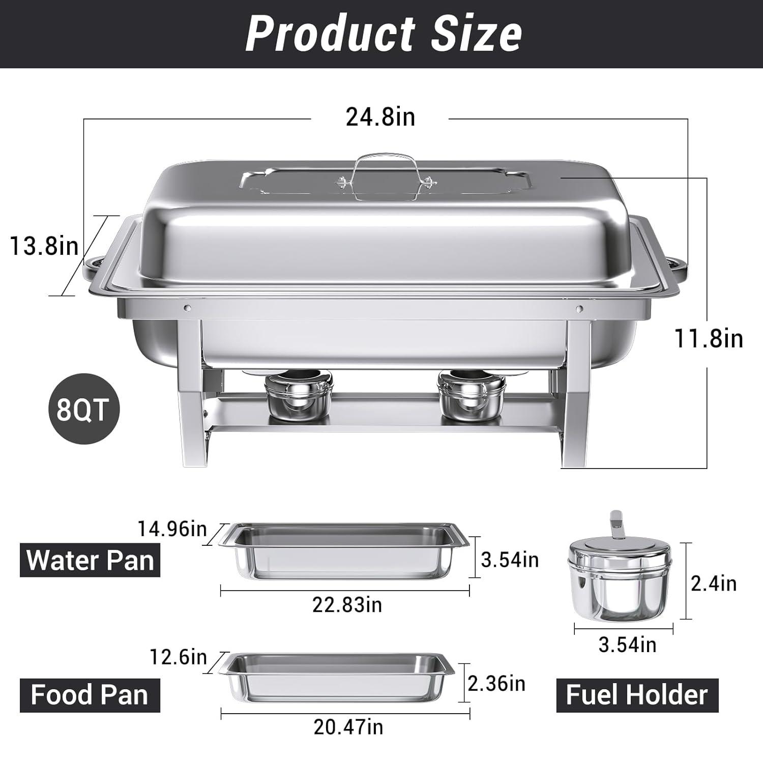 The Party Aisle™ Chafing Dishes For Buffet 4 Pack, 8 Qt Stainless Steel Chafers And Buffet Warmers Sets With Lid, Rectangle Serving Food Warmer Catering Supplies Buffet Display For Parties