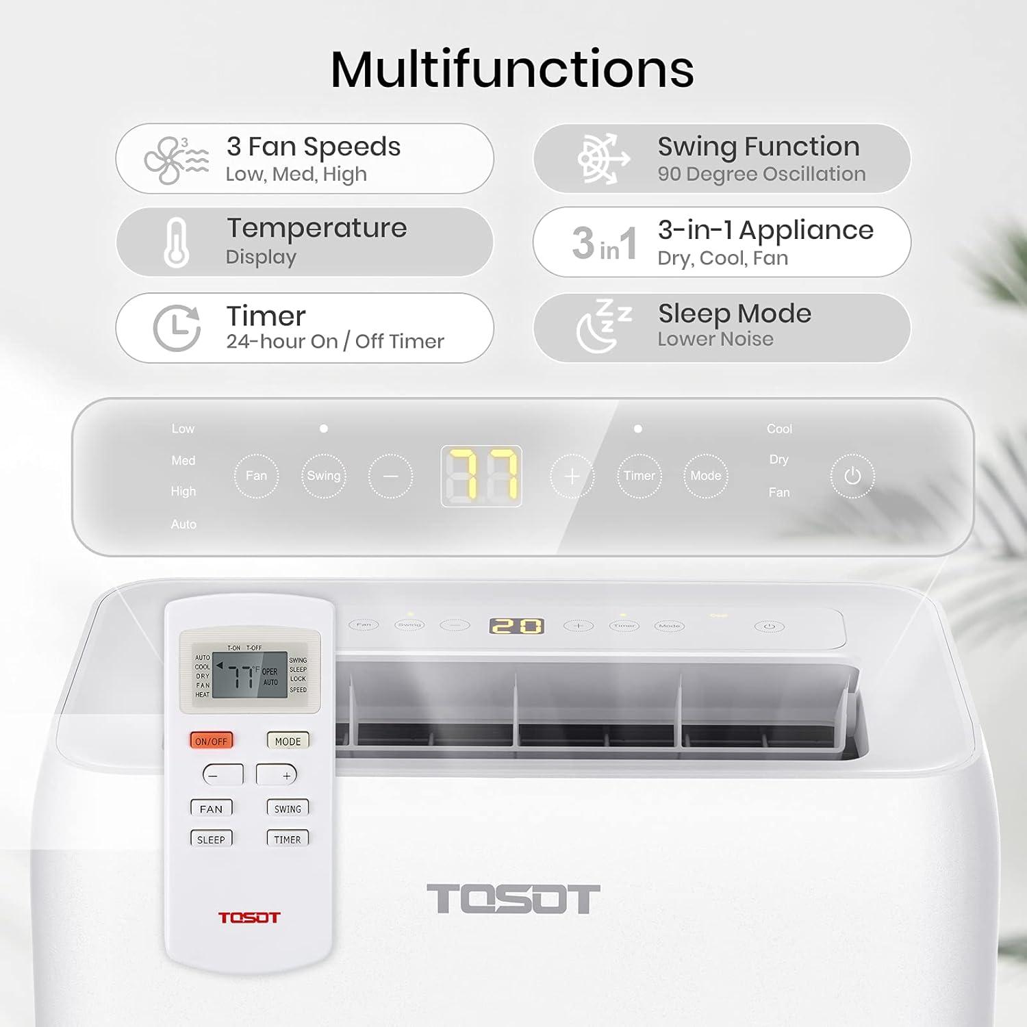 TOSOT Portable Air Conditioner 12,000 BTU - Aolis Series - AC Unit with Swing Function, Remote Control, 3-in-1, Fan, and Dehumidifier for Large Rooms, Living Rooms Up To 450 sq ft