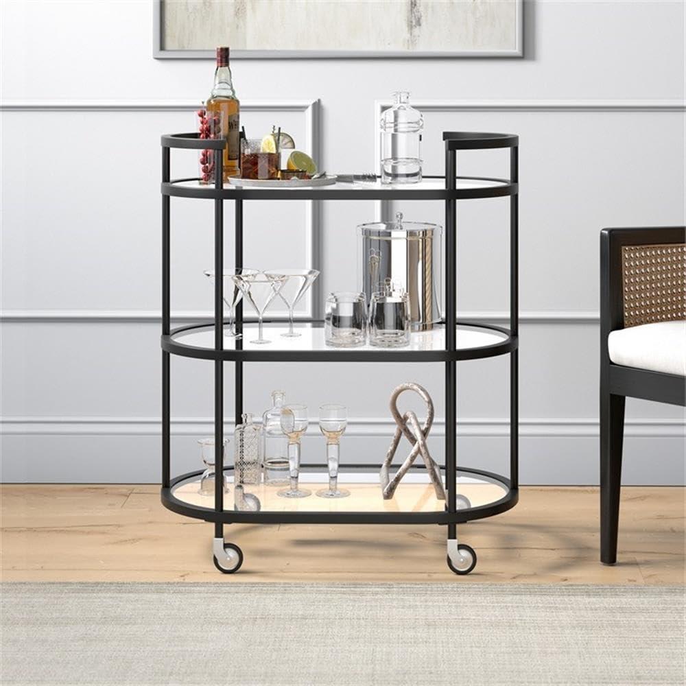 Henn&Hart 30" Blackened Bronze Metal/Glass Bar Cart