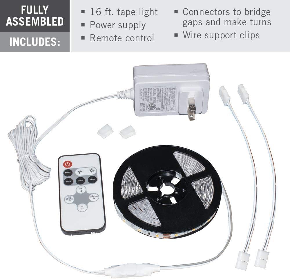 Armacost 16 ft. Warm White LED Strip Tape Light Kit with Remote