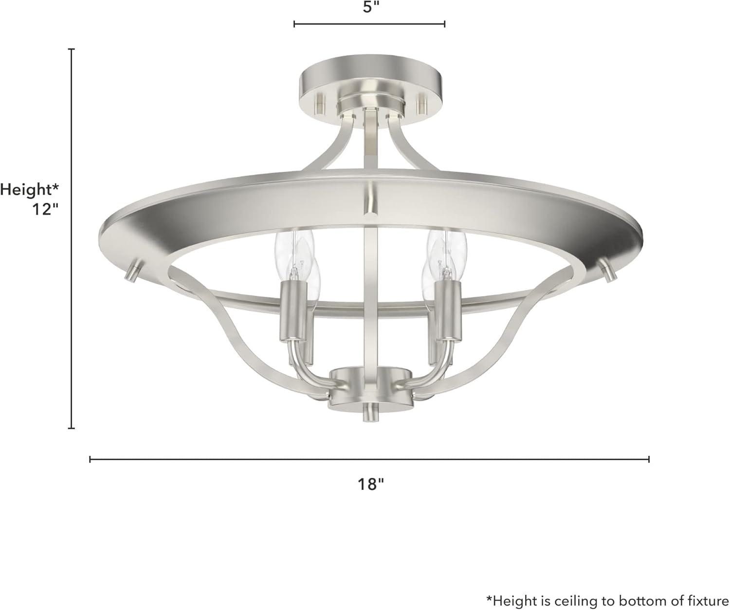 Perch Point Brushed Nickel 4-Light LED Semi-Flush Mount