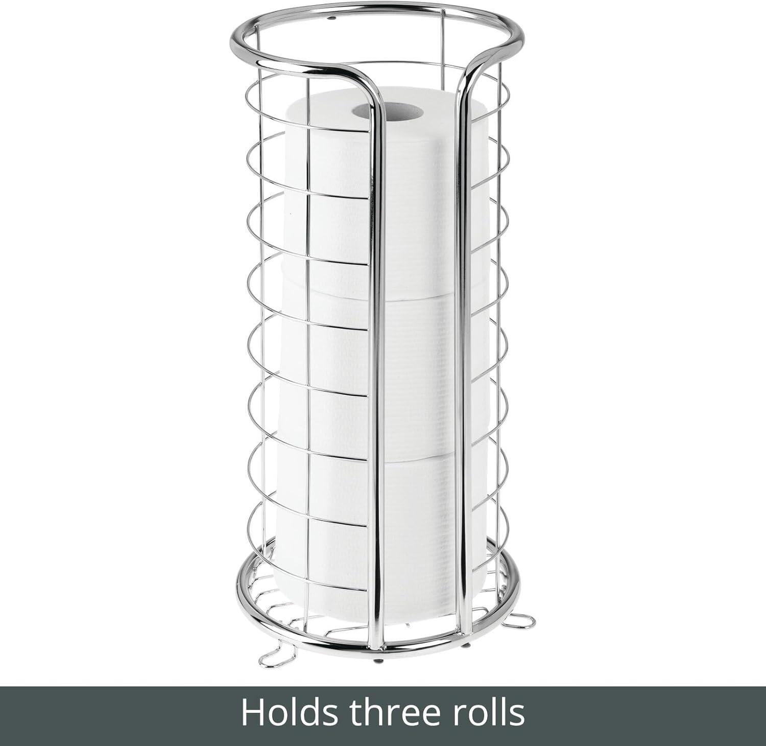 mDesign Metal Toilet Paper Holder Stand, Freestanding 3 Roll Reserve