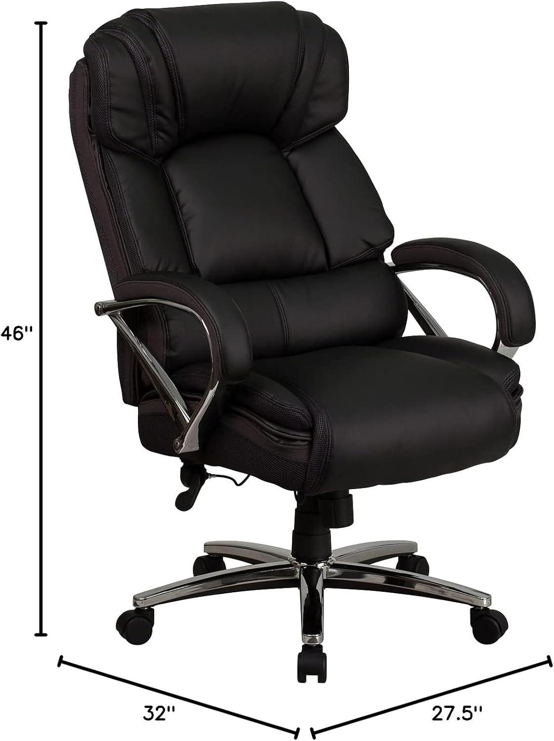 Flash Furniture HERCULES Series Big & Tall 500 lb. Rated Black LeatherSoft Executive Swivel Ergonomic Office Chair with Chrome Base and Arms