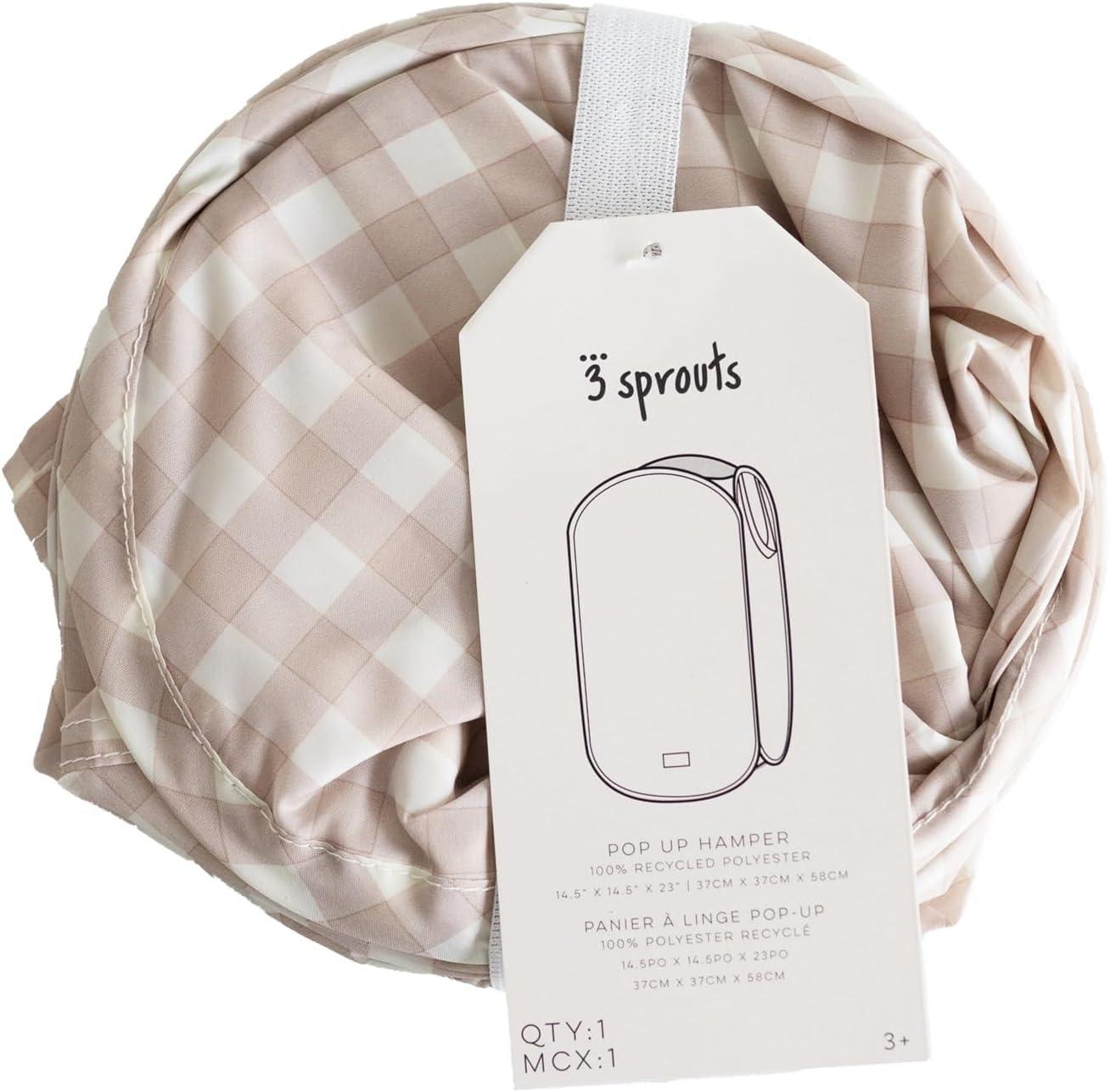 3 Sprouts Baby & Kids Recycled Fabric Pop-up Laundry Hamper - Gingham Beige