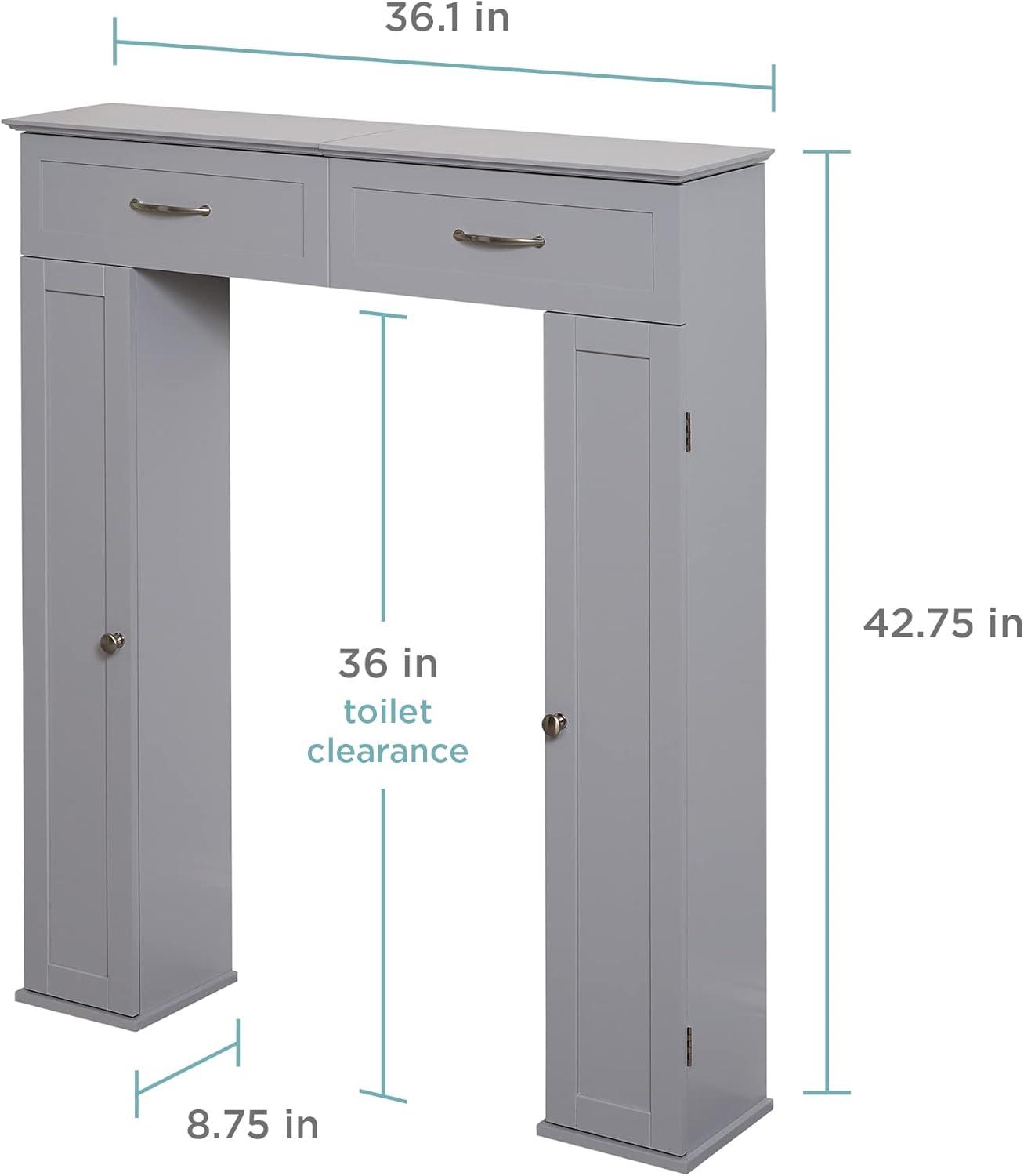 Gray Adjustable Over-the-Toilet Storage Cabinet with Doors