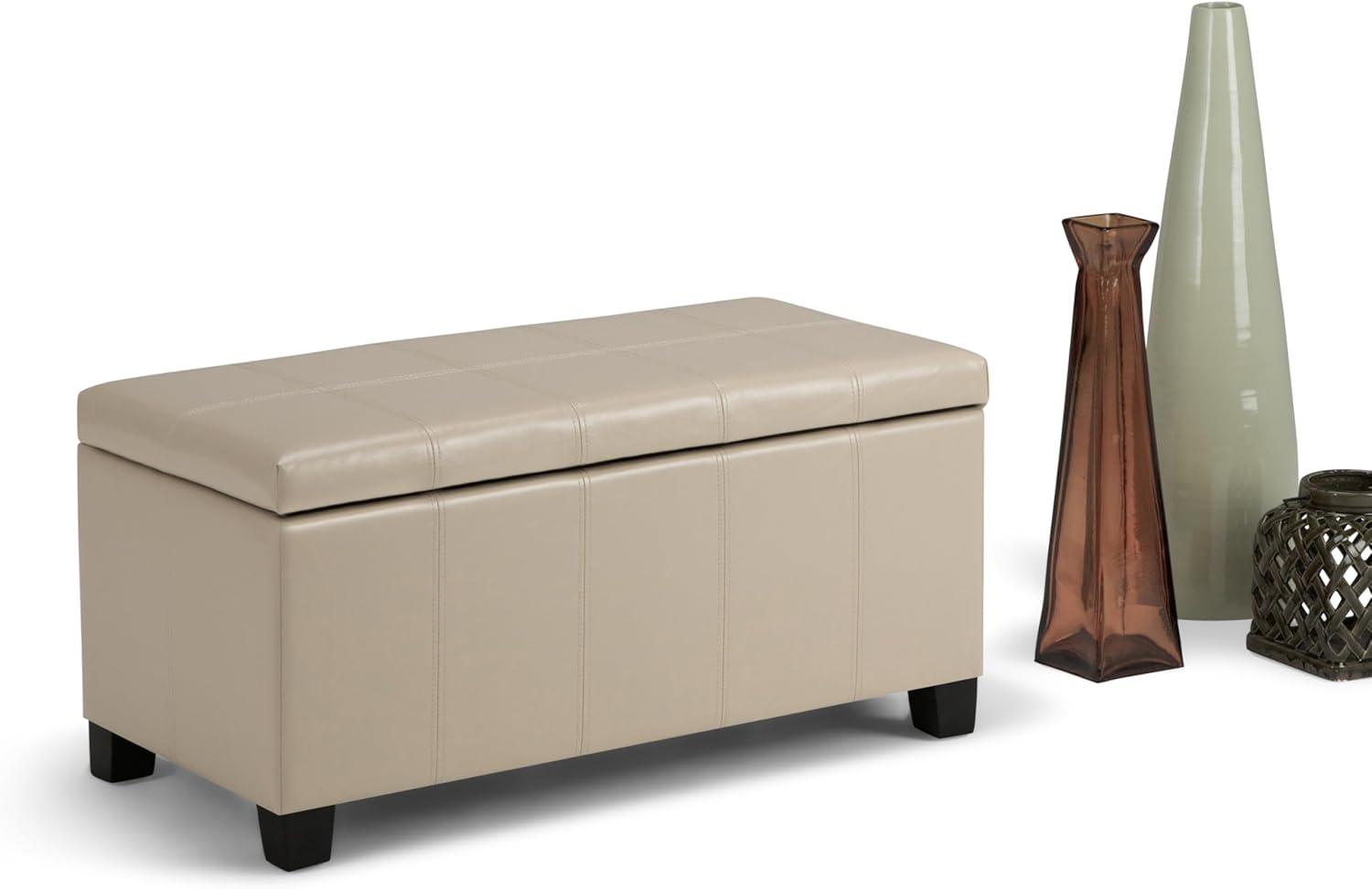 Simpli Home Dover 36"W Upholstered Storage Ottoman Bench with Lift-Top and Large Interior Storage