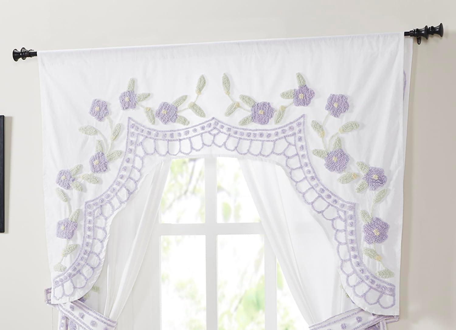 Bloomfield Lavender Floral Chenille Cotton Valance 60 x 40