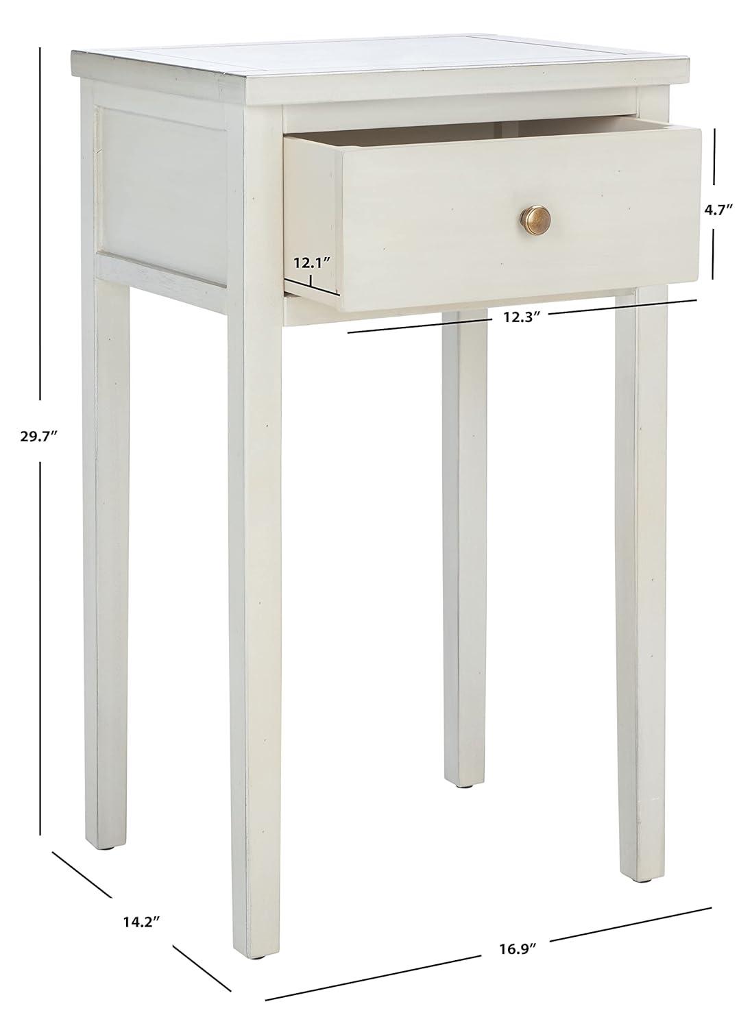 SAFAVIEH Abel Nightstand With Storage Drawer White Birch
