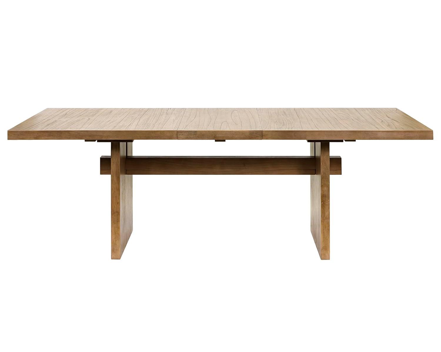 Coastal Wood Rectangular Kitchen Table with Six Chairs Dining Table Brown