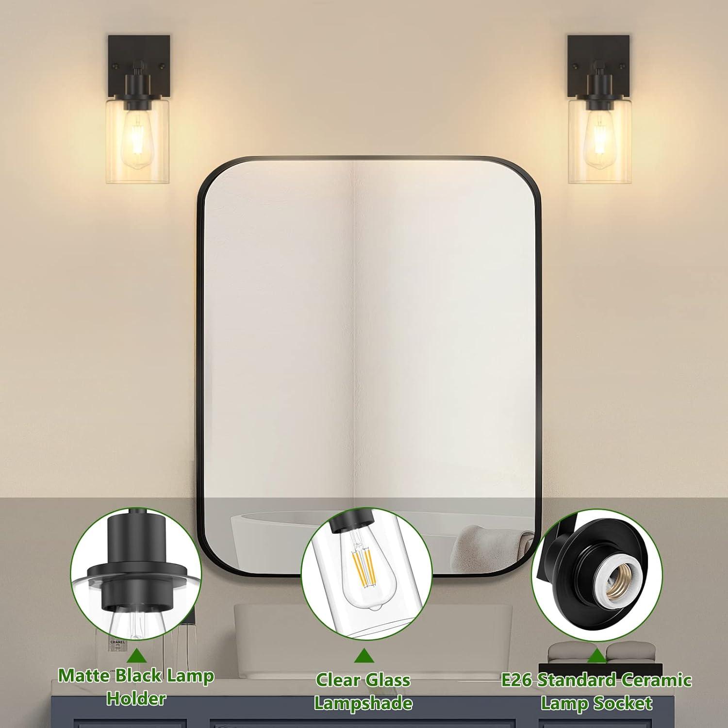 LIDNGLN Set of Two Modern Bathroom Vanity Light Wall Sconces  Elegant Metal Wall Lighting Fixtures with Clear Glass Shades for Living Room Mirror