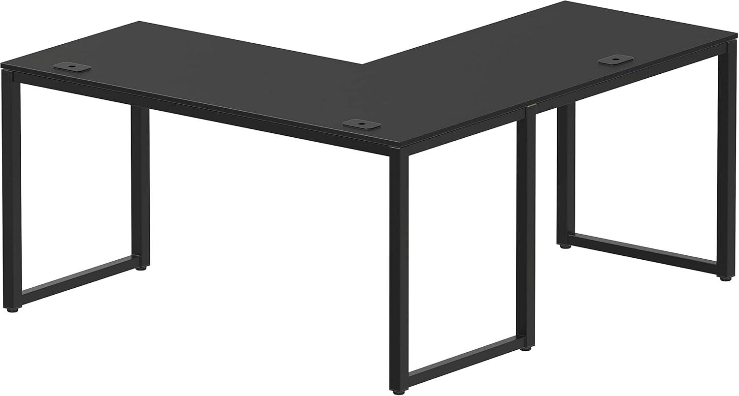 Black Adjustable Height L-Shaped Computer Desk with Drawers