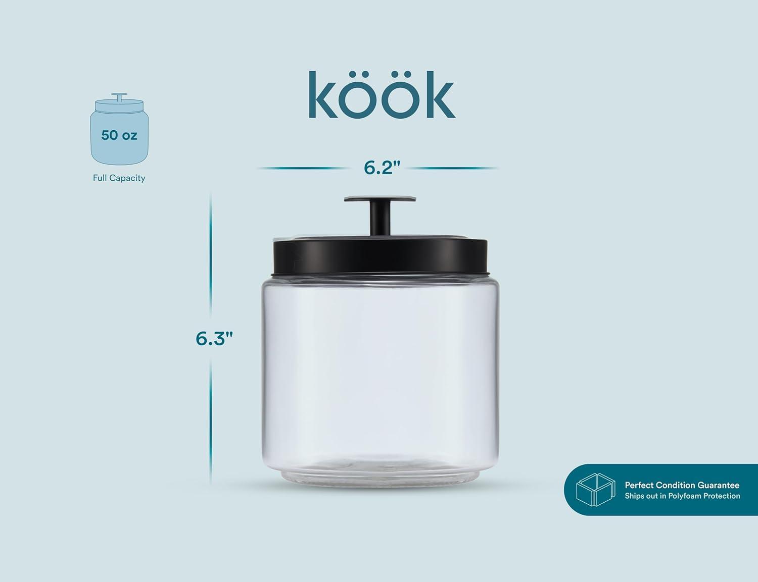 Kook Glass Kitchen Canisters,  1 Gallon, Set of 2