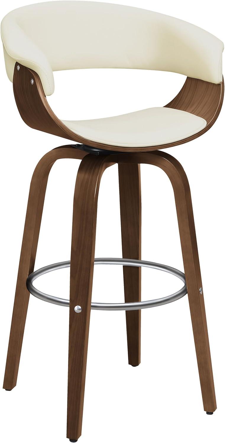 Ebern Designs Freidin Upholstered Swivel Bar Stool Walnut