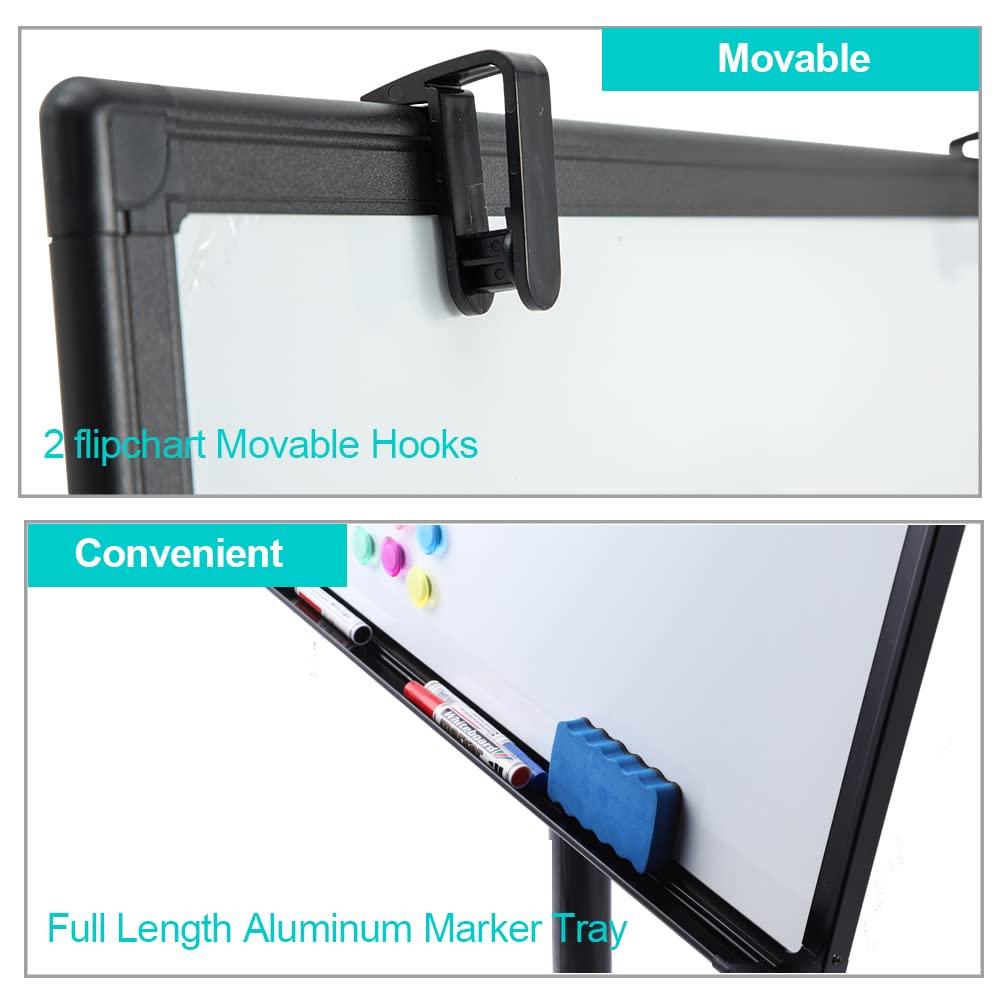 Adjustable Magnetic Whiteboard Easel with Tripod Stand and Flipchart