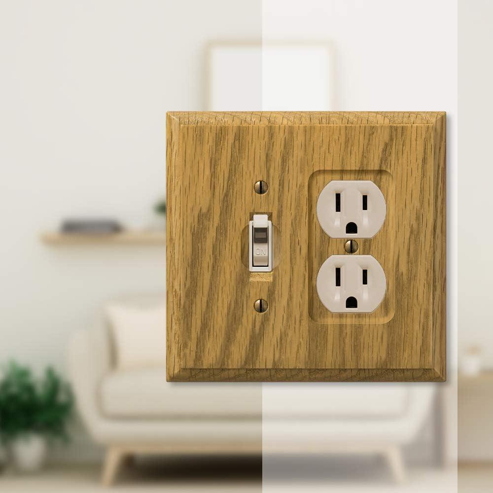 Amerelle 4025TD Traditional Wallplate, 1 Toggle / 1 Duplex, Wood, Light Oak , 1-Pack