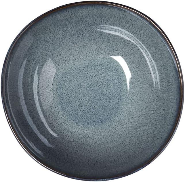 Blue Ceramic Round Serving Bowl with Reactive Glaze