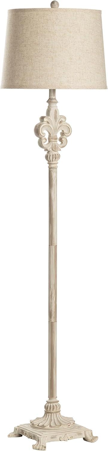 Chandler 62.5" White Polyresin Floor Lamp with Linen Shade