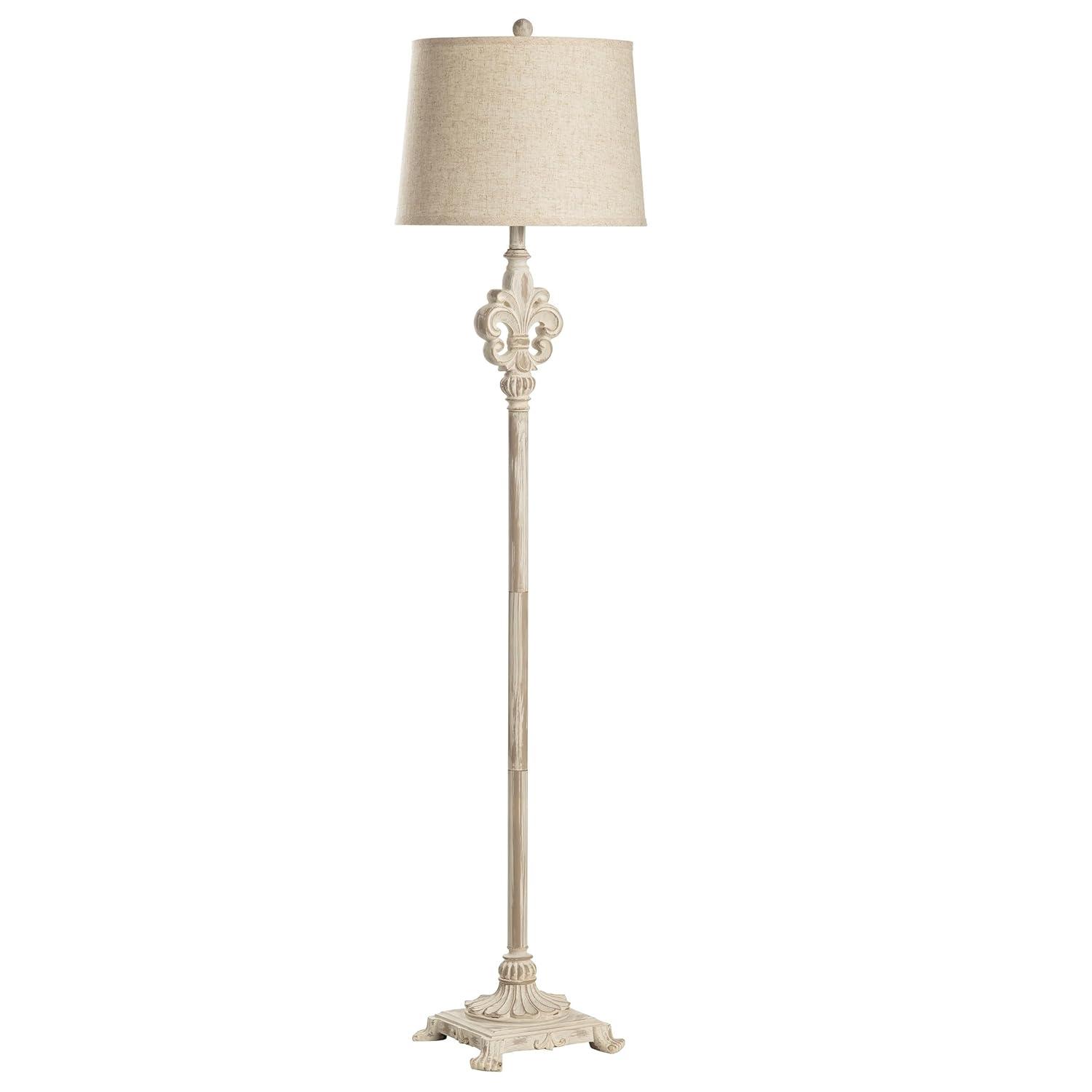 Chandler 62.5" White Polyresin Floor Lamp with Linen Shade