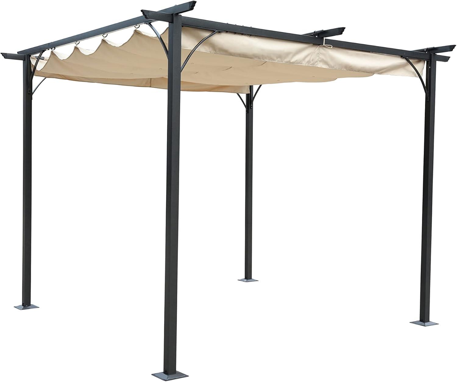 Blue Wave NU6894 Retractable Roman Shade Pergola Canopy - Champagne, Black & Bronze