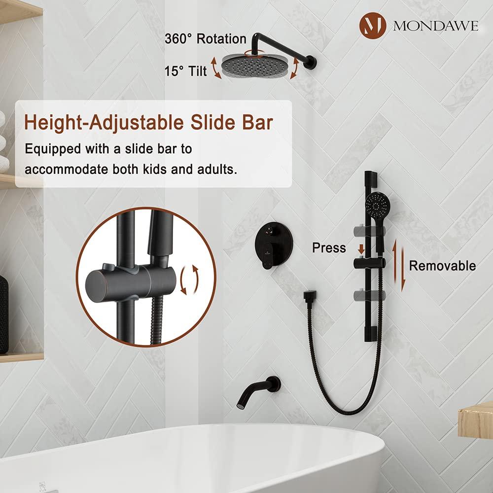 mondawe Calliope Wall Mounted 2-Function Retro Pressure-Balanced Shower System with 3 Setting Handheld MD-A3815-ORB
