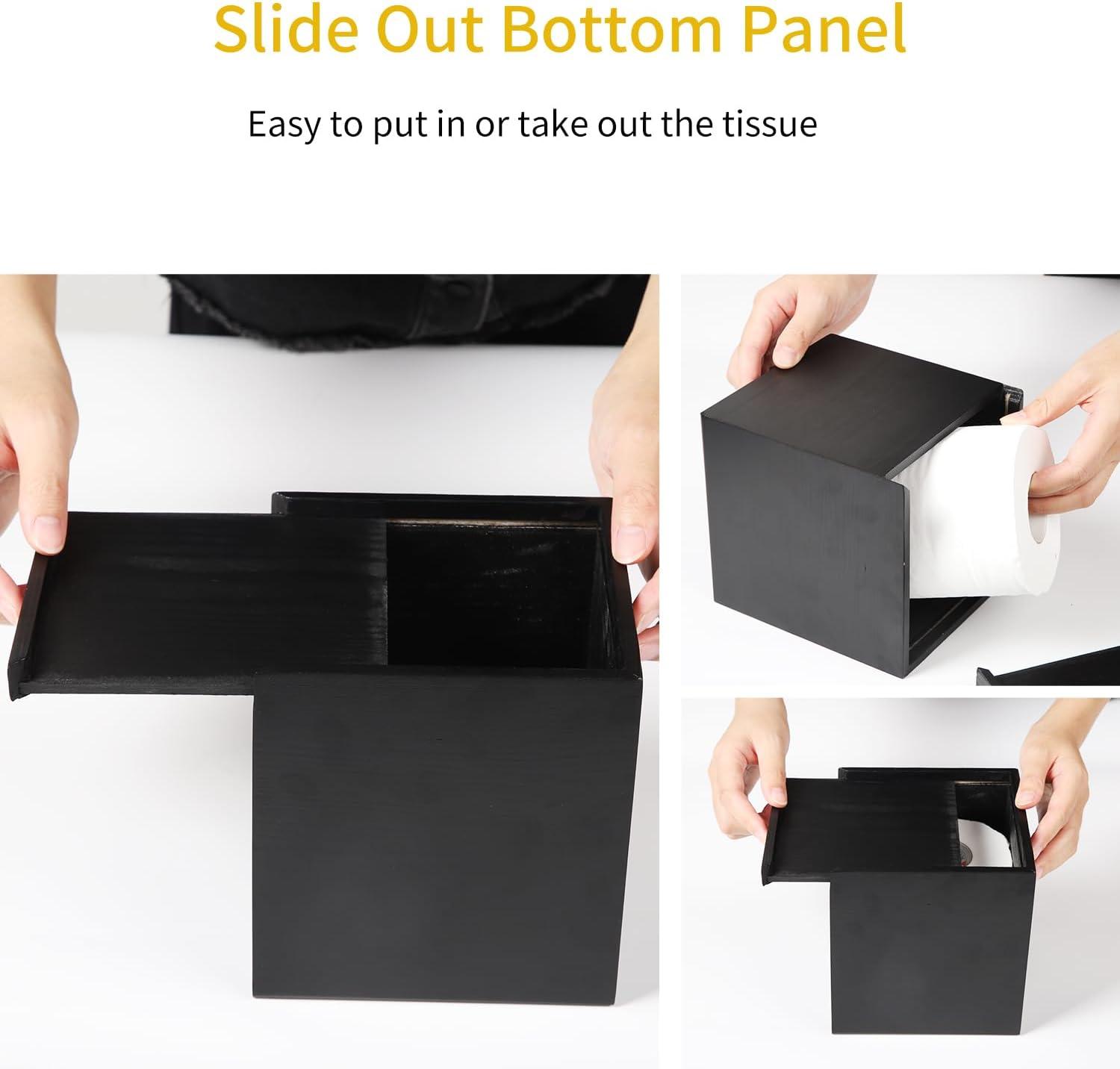 Hokku Designs Square Camphorwood Tissue Box Cover, Bottom Can Slide Out, Suitable For Bathroom, Bedroom, Dining Table, Office