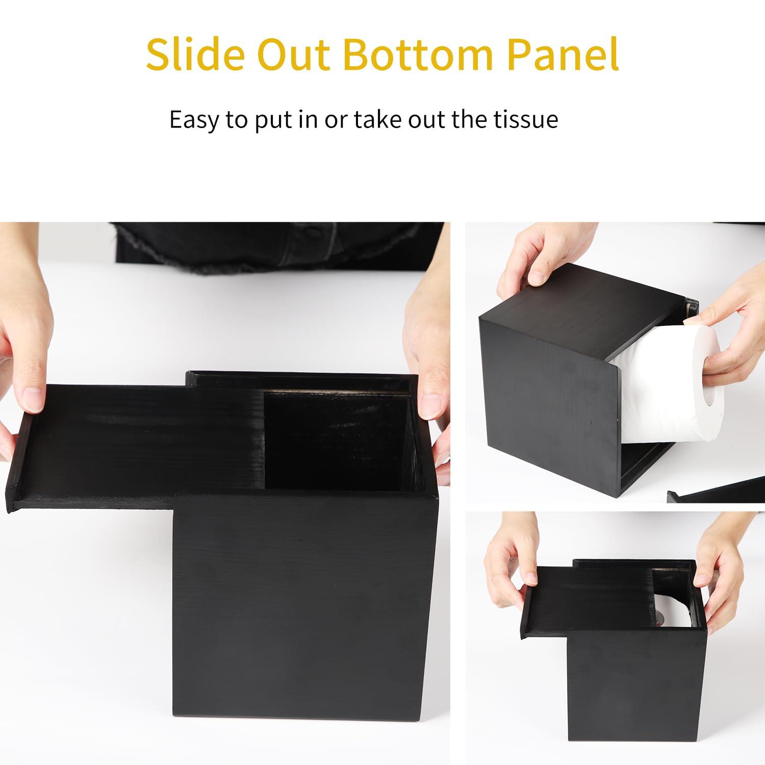 Hokku Designs Square Camphorwood Tissue Box Cover, Bottom Can Slide Out, Suitable For Bathroom, Bedroom, Dining Table, Office