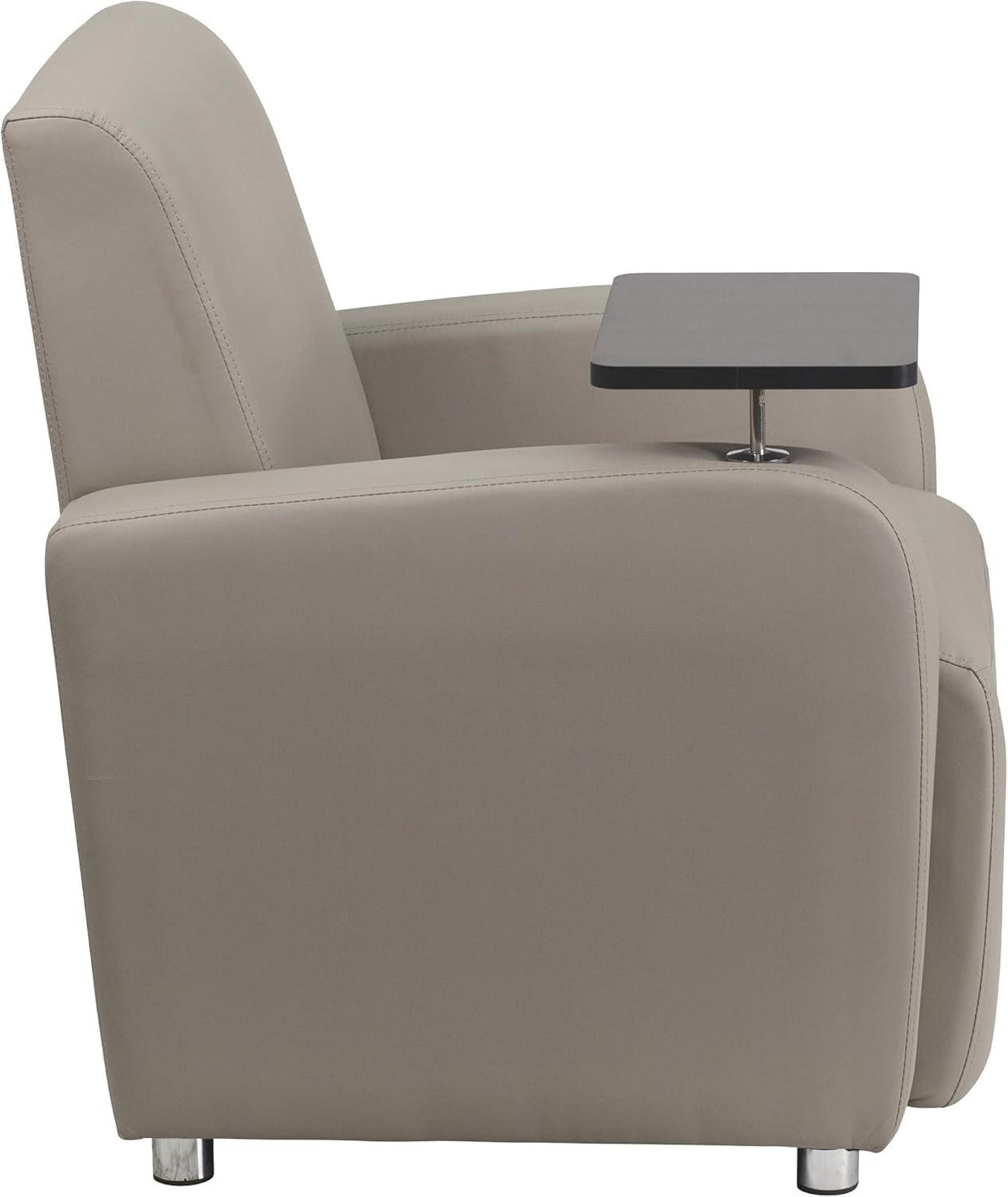 Flash Furniture LeatherSoft Guest Chair with Tablet Arm, Chrome Legs and Cup Holder