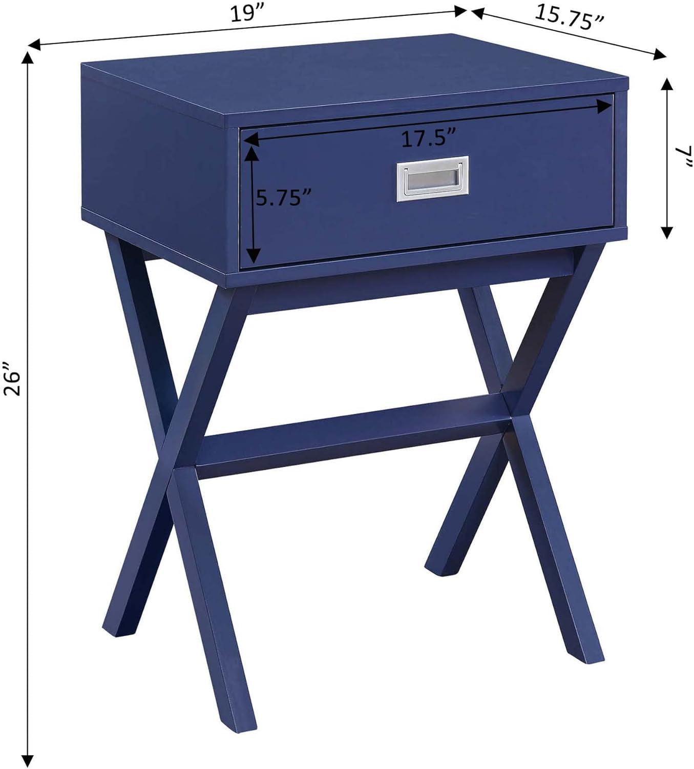 Convenience Concepts Designs2Go Landon 1 Drawer End Table, Cobalt Blue