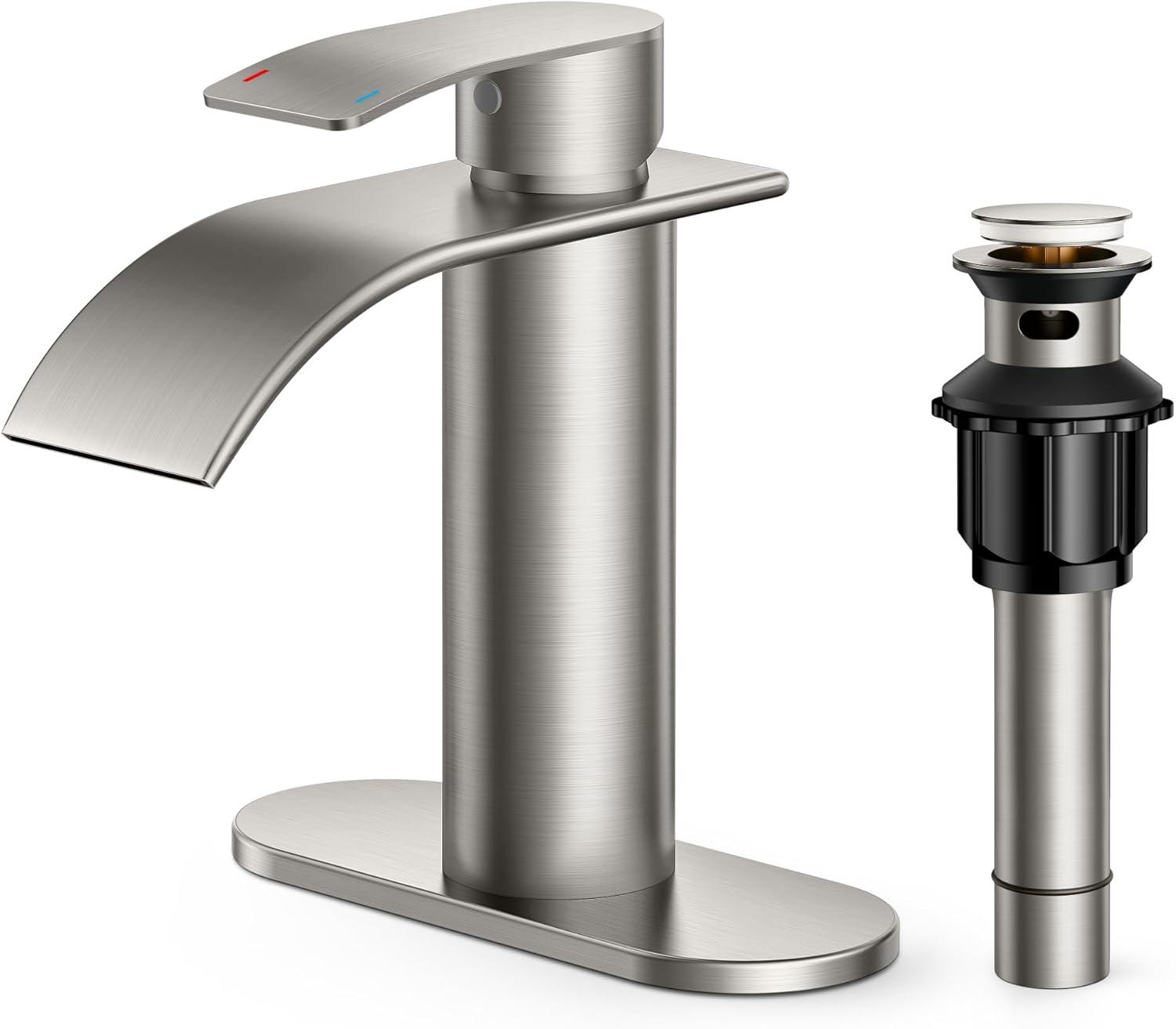 Single-Hole Single-handle Bathroom Faucet with Drain Assembly