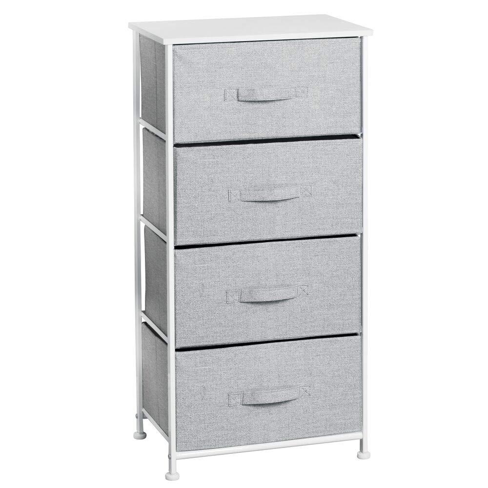 mDesign Tall Dresser Storage Tower Stand with 4 Removable Fabric Drawers - Gray