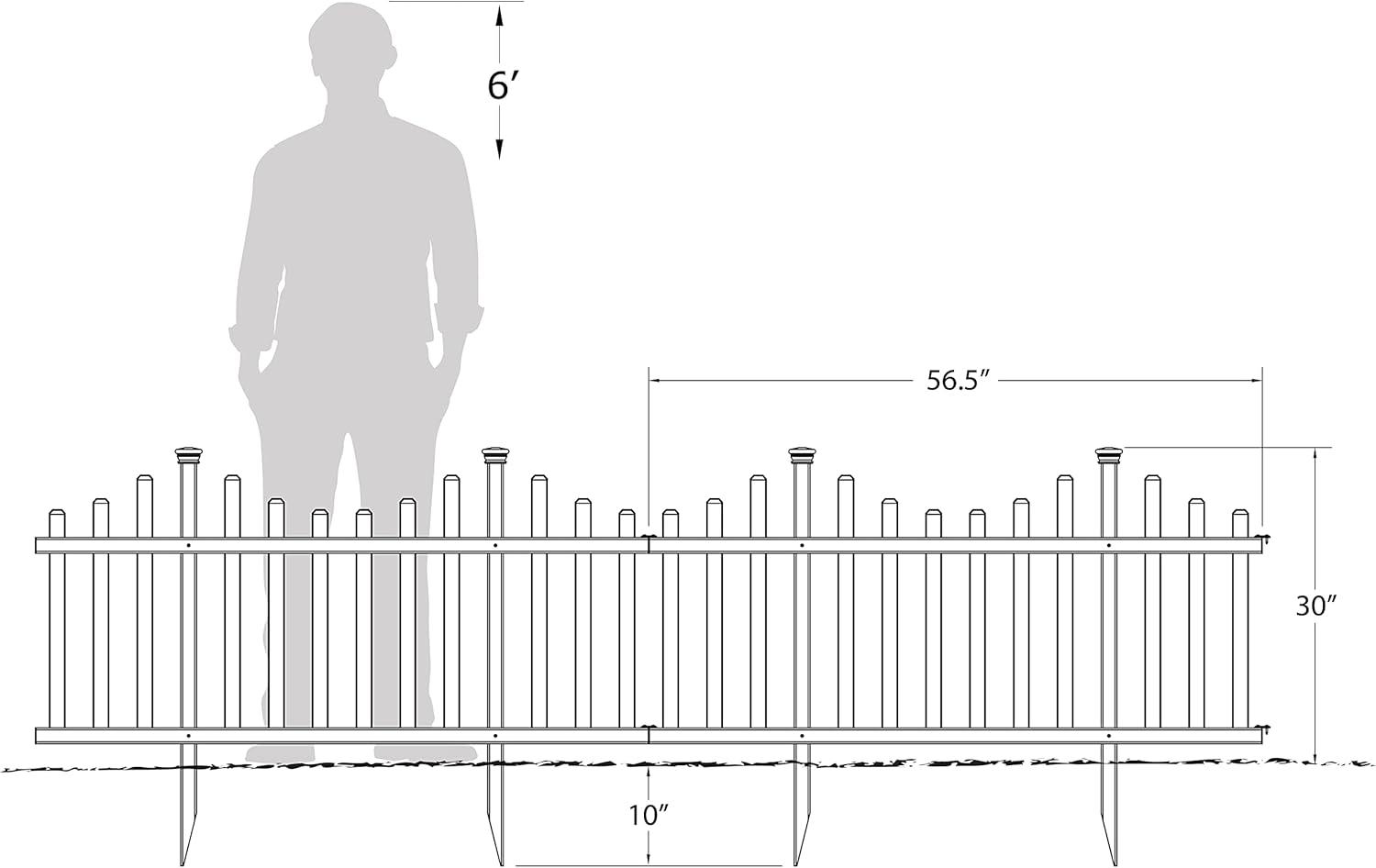 White Vinyl No-Dig Garden Picket Fence Panel Kit