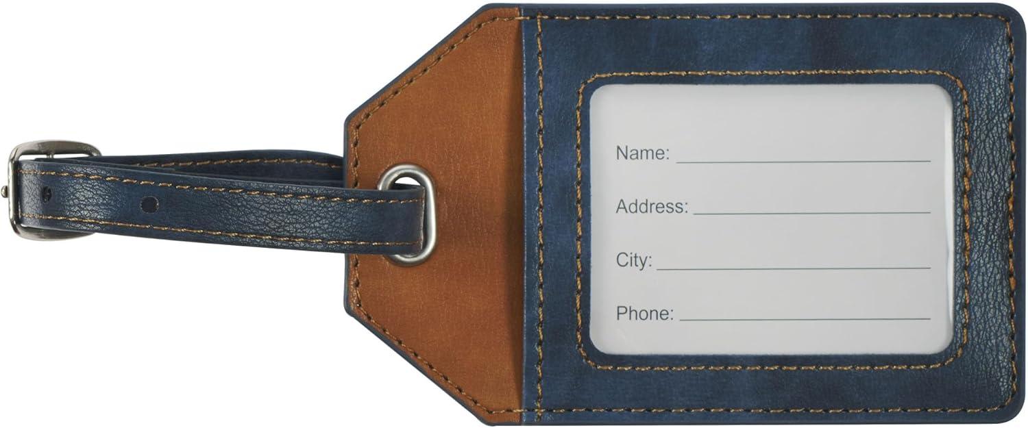 Christian Art Gifts Inspirational Vegan Leather Scripture Luggage Tag for Men & Women: Strong & Courageous - Baggage Accessory for Carry-On, Checked Bags, Backpacks, 4.8 X 3.1, Black/Brown (Other)