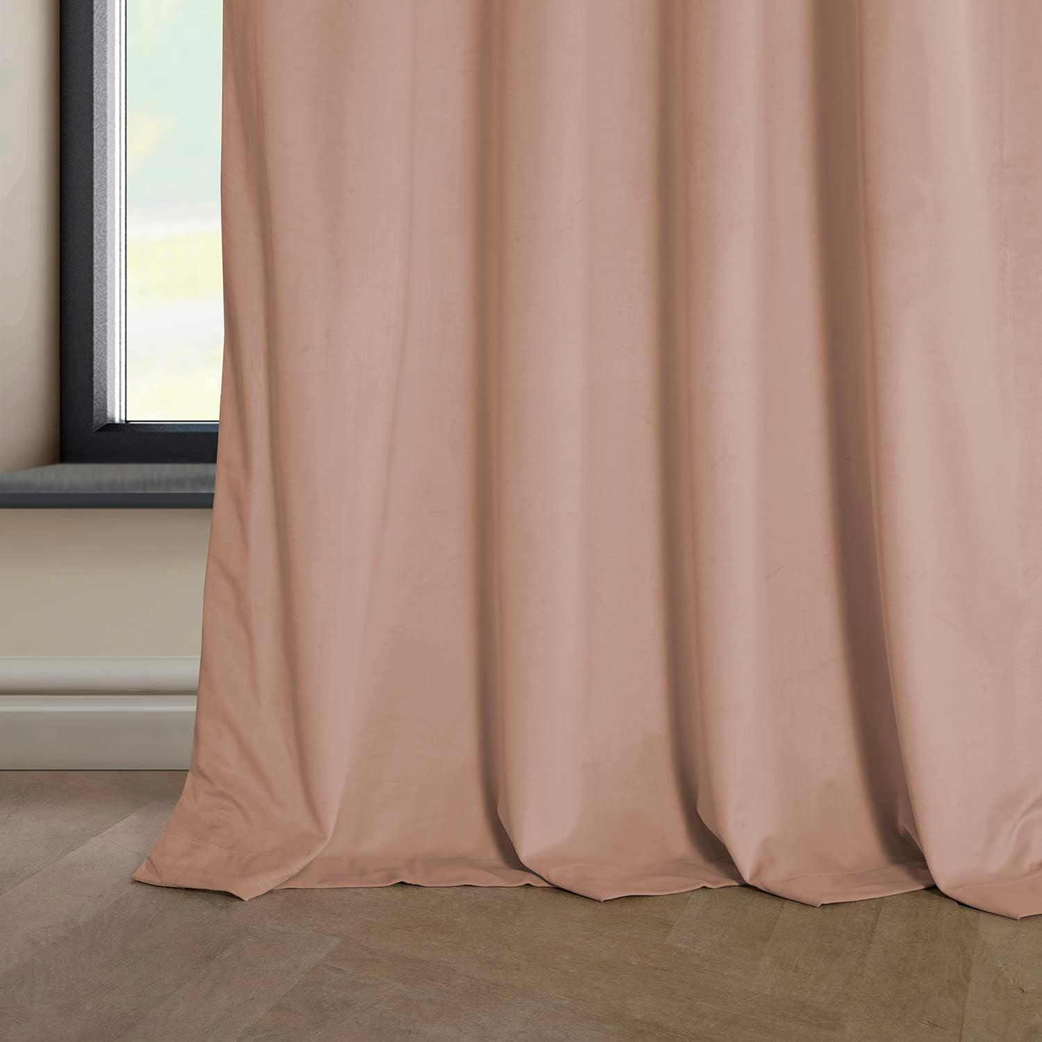 HPD Half Price Drapes Heritage Plush Velvet Curtains 108 Inches Long Room Darkening Curtains for Bedroom & Living Room 50W x 108L, (1 Panel), Peach Blossom