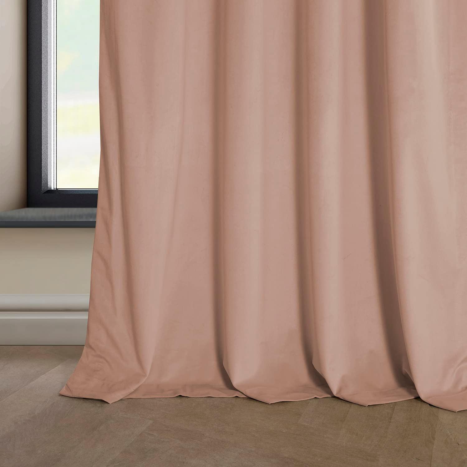 HPD Half Price Drapes Heritage Plush Velvet Curtains 108 Inches Long Room Darkening Curtains for Bedroom & Living Room 50W x 108L, (1 Panel), Peach Blossom