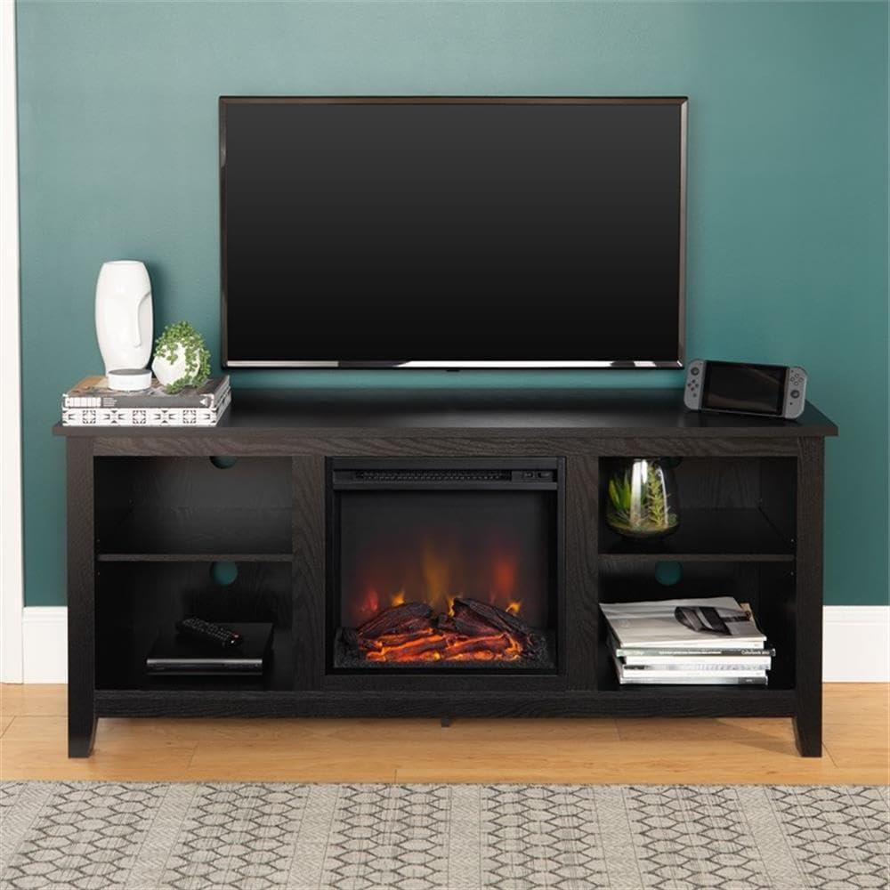 Walker Edison Traditional Fireplace TV Stand for TVs Up to 64" - Black