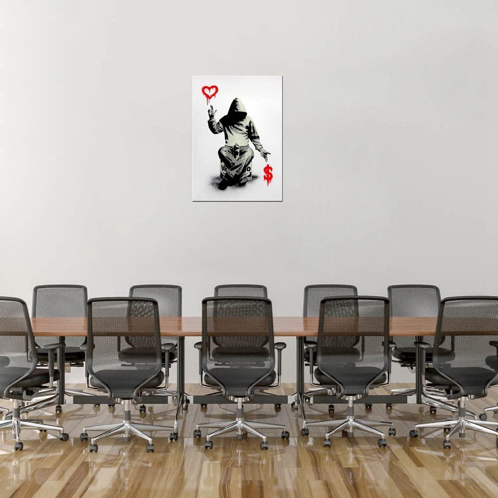 COMIO Banksy Poker Cards Hearts Ace Artwork for Living Room Wall Art Framed Poster and Print Abstract Canvas Painting for Bedroom Office Wall Decor (12x16inch)