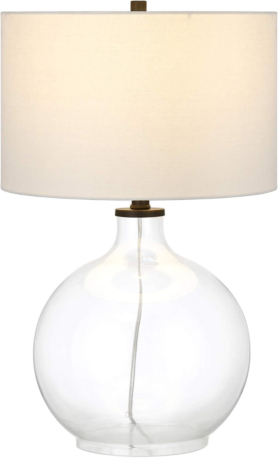 Evelyn&Zoe Modern Transitional Round Glass Table Lamp, Black