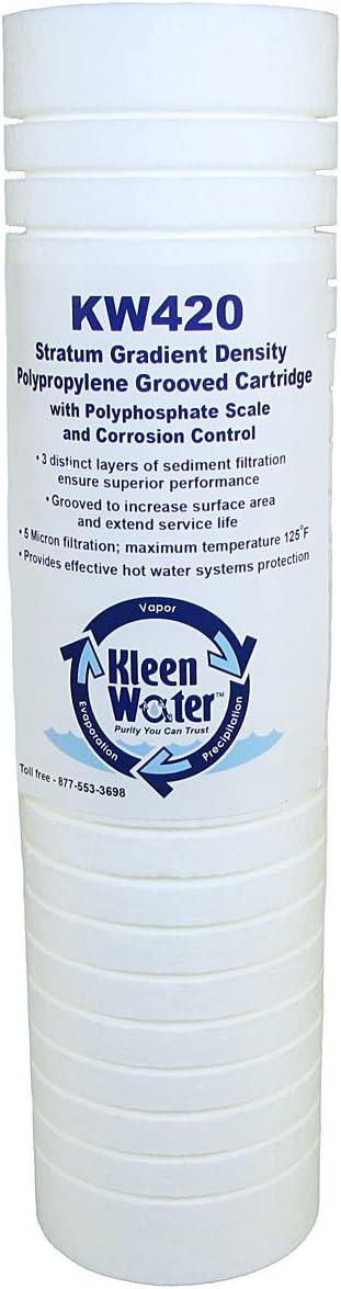 KleenWater Filters Compatible With Aqua-Pure AP420, KleenWater KW420 Hot Water Protector and Scale Inhibitor, Prevents Scale Build-Up On Water Heaters Standard and Tankless, Set of 3