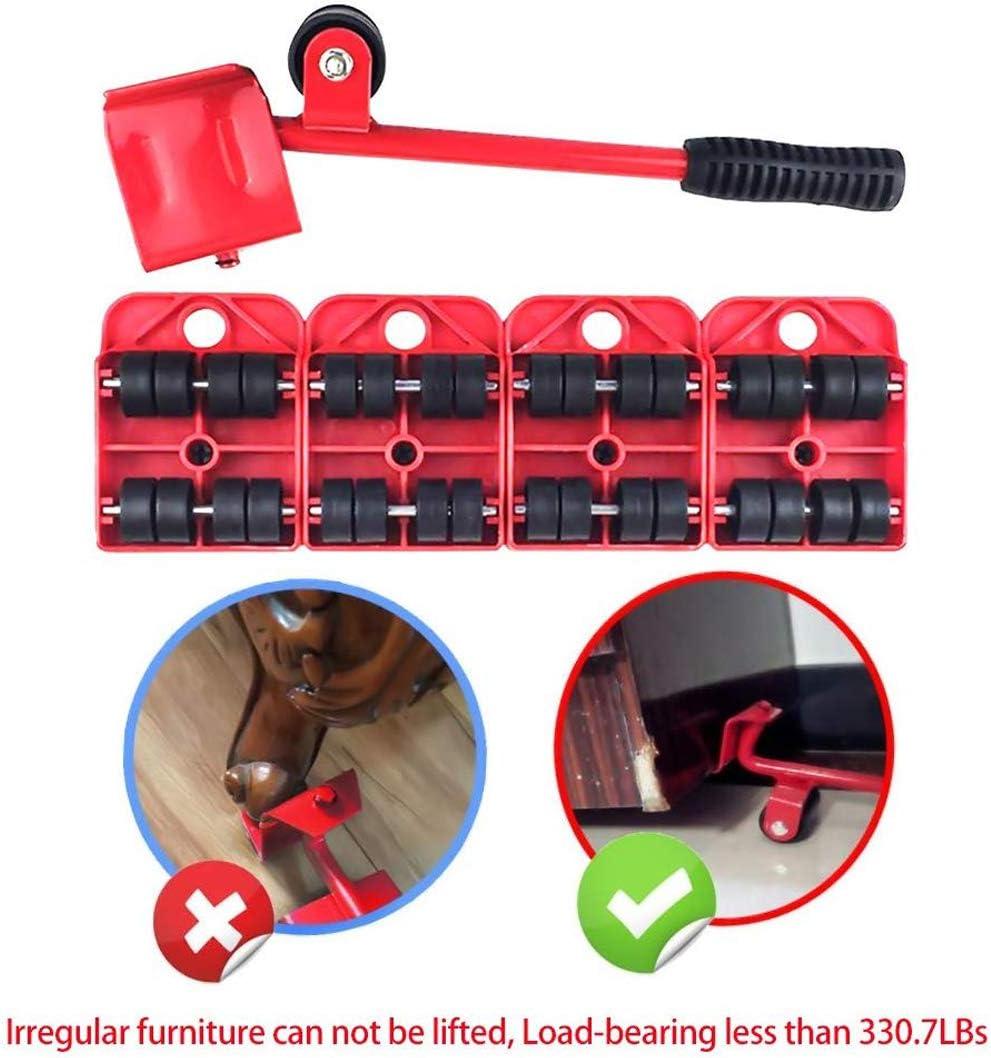 Furniture Lifter Easy to Move Slider 5 Piece Mobile Tool Set, Heavy Furniture Appliance Moving and Lifting System - Maximum Load Weight 330Lbs