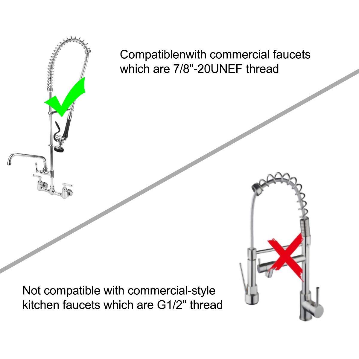 KWODE Pre-rinse Spray Valve Head for All Commercial Kitchen Sink Faucet, High Pressure Dish Sprayer Nozzle with Hand Grip Assembly Replacement Kit for Restaurant Industrial Faucets Black