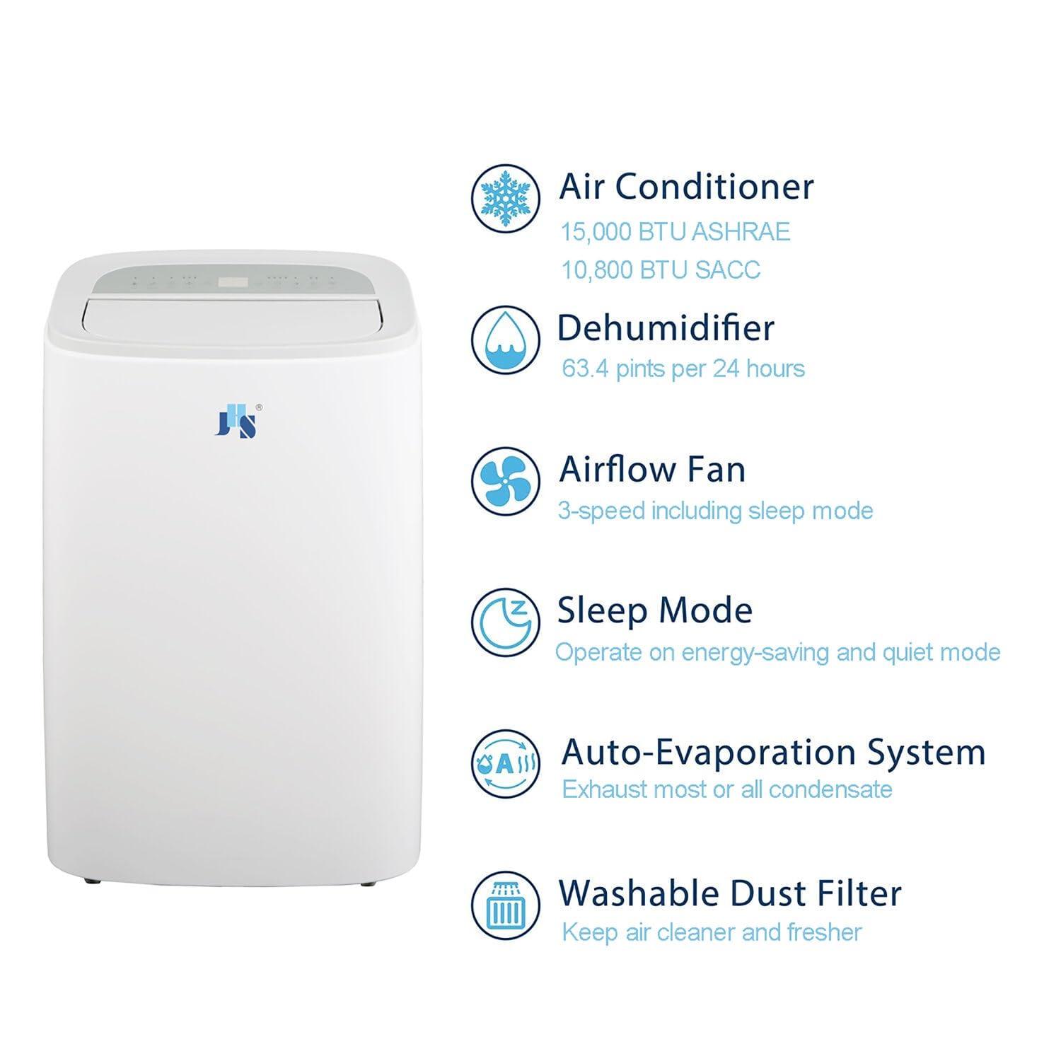 JHS JHS 10,800 BTU DOE Portable Air Conditioner for Home with Dehumidifier for Rooms up to 550 Sq. Ft.
