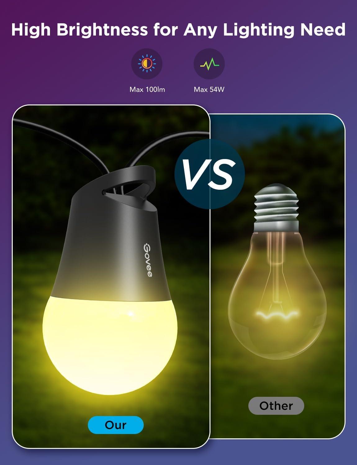 48ft Multicolor LED Outdoor String Lights with App Control