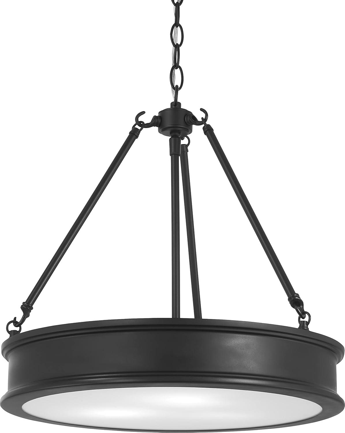 Coal Nickel Glass Drum 3-Light Pendant