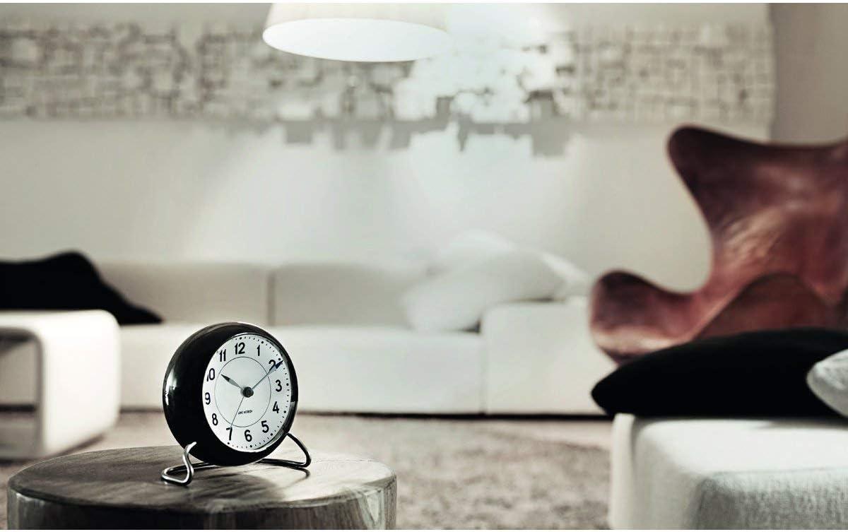 Black and White Analog Electric Alarm Tabletop Clock