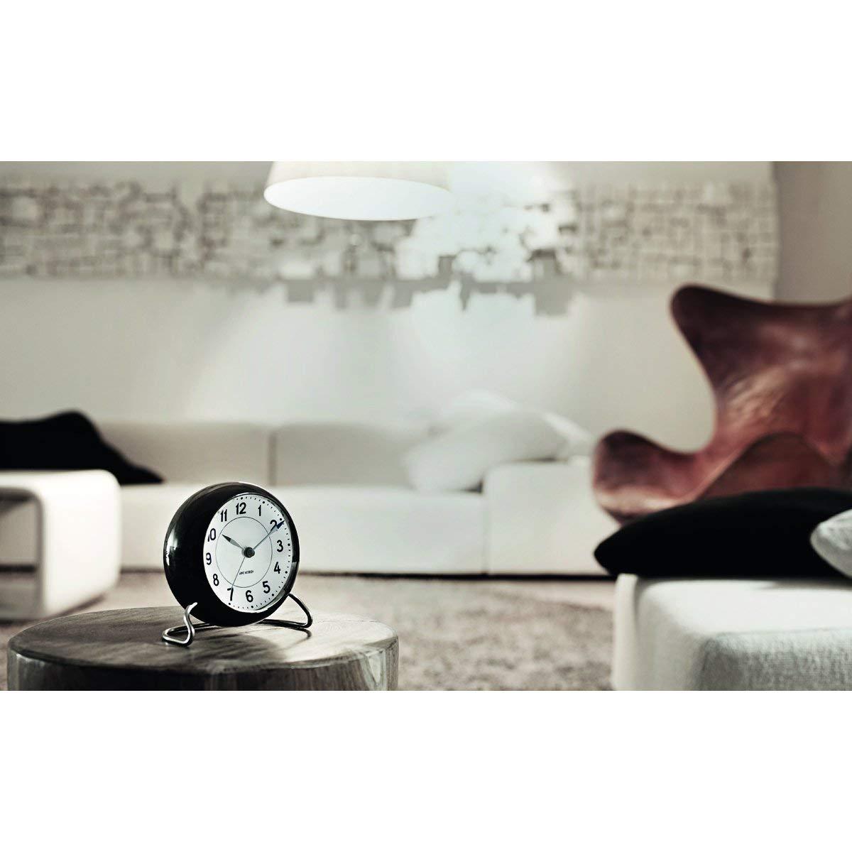 Black and White Analog Electric Alarm Tabletop Clock