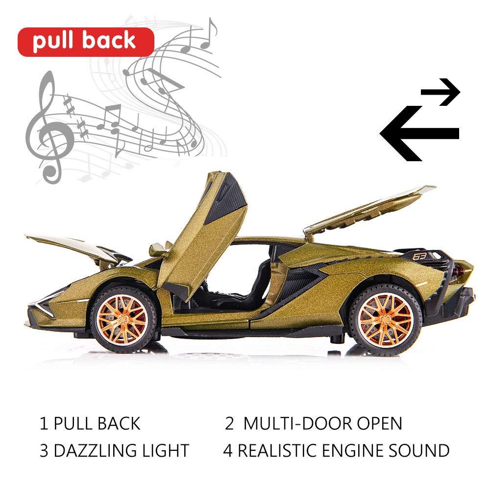 BDTCTK Sian FKP37 Car Model Toy 1:32 Child Sound and Light Pull Back Car Zinc Alloy Casting Toys for Kids Boy Girl Gift