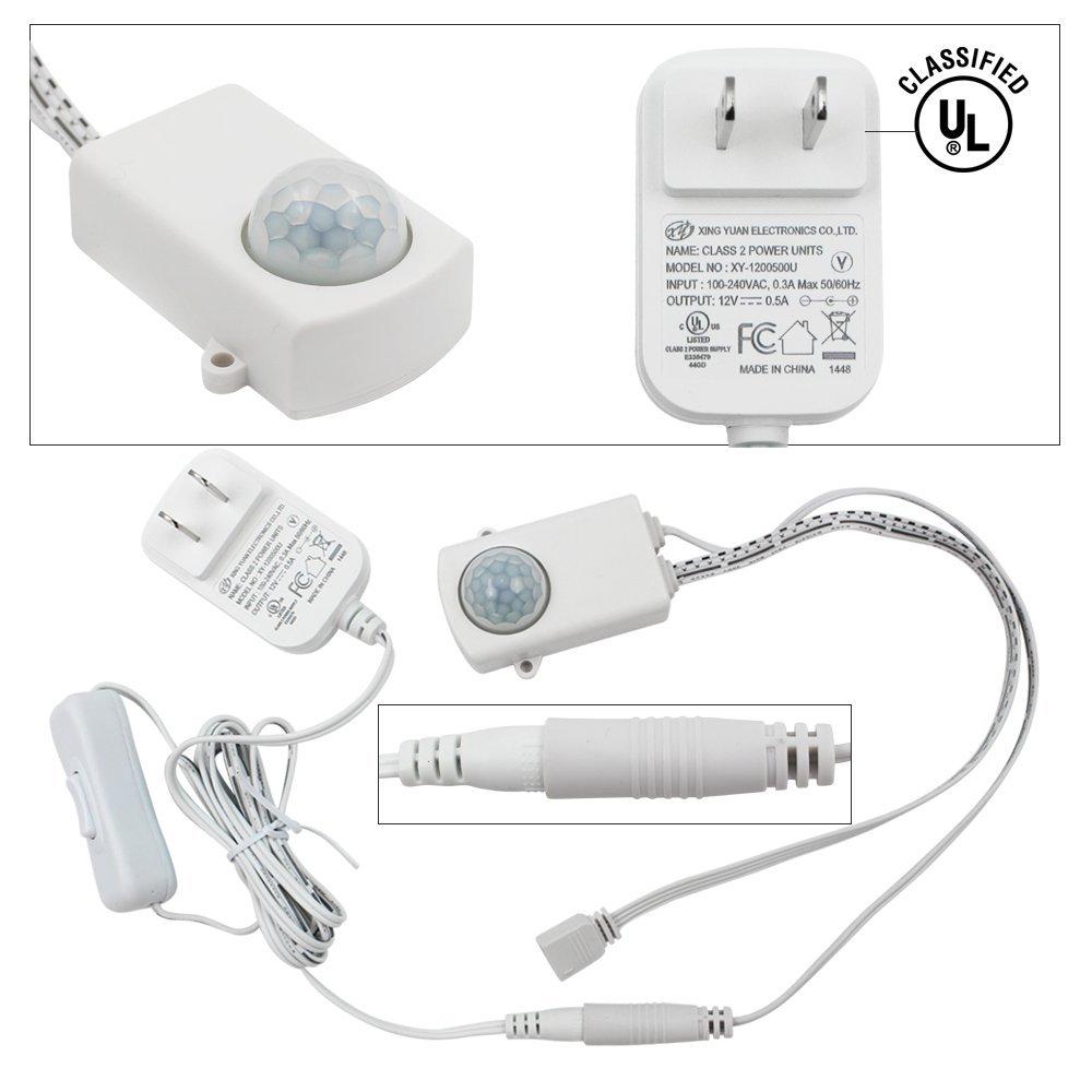 TORCHSTAR Set of 3 Multicolor LED Under Cabinet Lighting Kit, UL-Listed Power Adapter, Surface and Recessed Mount LED Puck Lights, IR Remote Control, Warm White