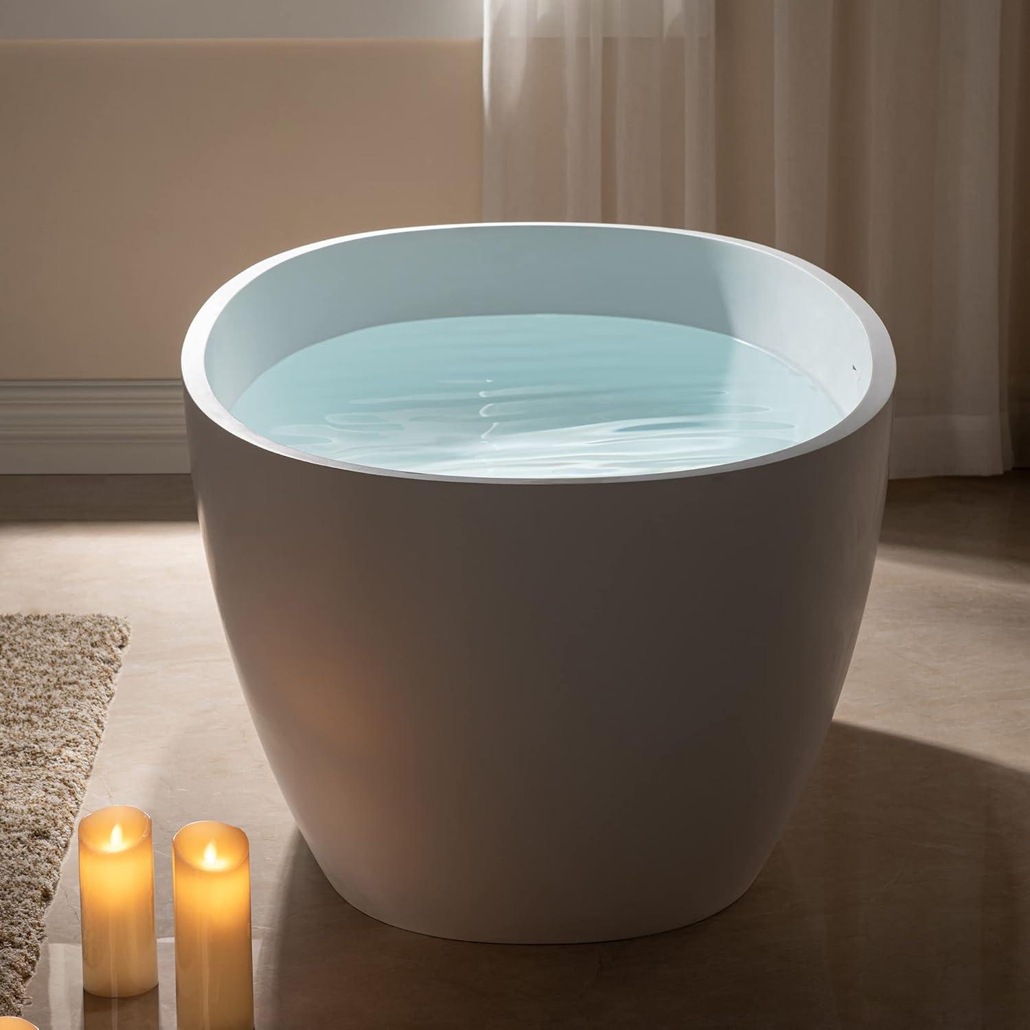 59'' Matte White Acrylic Freestanding Oval Bathtub